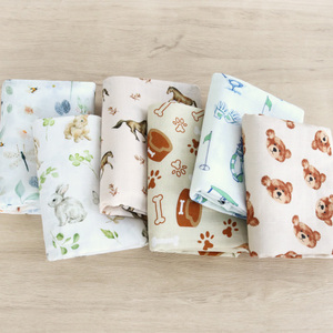 2025 Hot Baby Musselin Wickel decke Set Bio Bambus Baumwolle 120*120cm Tier bären Pferdes port Neugeborene Wraps - Product Image 3
