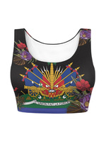 Vente directe usine – Gilet de sport pour femme avec imprimé drapeau haïtien, doux, confortable et léger, idéal pour les événements sportifs et les manifestations de soutien.
