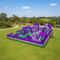 Parc d'attractions gonflable en PVC personnalisable avec château coloré de taille personnalisée, parcours d'obstacles pour une utilisation en extérieur