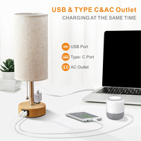 Lampe de bureau moderne flexible à chaîne de traction, alimentée par batterie, rechargeable, ports USB Type-C, abat-jour en lin, ampoule E14 blanc chaud 2700K