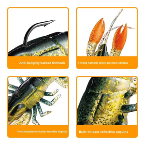 Aotuo Leurre souple réaliste bionique de type écrevisse et homard, enveloppé de plomb, 7 cm 12 g, avec hameçon, pour <span class=keywords><strong>la</strong></span> pêche au bar en eau salée - Product Image 3
