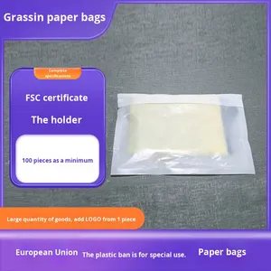 <span class=keywords><strong>Sac</strong></span> en papier brillant certifié FSC imprimé avec bande autocollante en papier verre semi-transparent en plastique PLA+ biodégradable - Product Image 2
