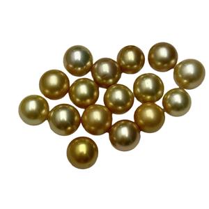 Perles de Nanyang dorées 11-12 mm, perles de mer naturelles, forte luminosité, forme ronde de base, légers défauts, perles Zhuji en vrac, perles nues, sans support - Product Image 5