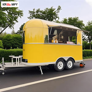 รถขายอาหารเคลื่อนที่สไตล์วินเทจ ตัวถังอะลูมิเนียมทำมือ รถพ่วงขายอาหารย้อนยุค สำหรับร้านขายขนม - Product Image 1