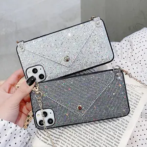 Glitter Card Slot Design Leder TPU Stoß feste Cross Body Wallet Leder Handy hülle Für iPhone 13 13 Pro max