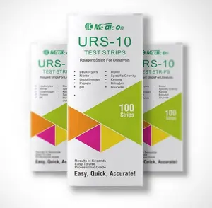Medicon Strip Reagen Urin Medis, 10 Parameter Strip Urin untuk Penganalisa Urin