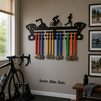 Support mural personnalisé en métal pour médailles avec rangement pour trophées et rubans, plaque nominative gravable pour récompenses sportives des enfants