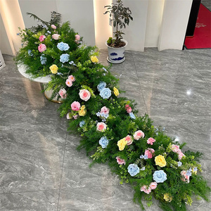 FL-033 Runner Floreale <span class=keywords><strong>da</strong></span> <span class=keywords><strong>Tavolo</strong></span> per Matrimoni, Ghirlanda di Fiori di Ortensia Verde, Decorazioni Floreali per Eventi Nuziali - Product Image 4