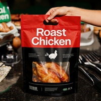 Sacs d'emballage personnalisés Haodong pour poulet rôti à la broche, imprimés, micro-ondables, à fermeture éclair, en plastique, avec poignée, pour plats à emporter