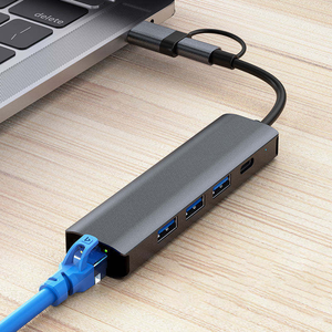 Hub USB C 5 en 1 a Gigabit Ethernet RJ45, <span class=keywords><strong>Adaptador</strong></span> <span class=keywords><strong>Multipuerto</strong></span> USB 3.0, Base de Conexión para MacBook Pro, Metálica - Product Image 2