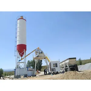 Çin HZS35 mobil römork harmanlama santrali 35M3/h kullanılmış beton pompası kamyon taşınabilir harmanlama santrali beton