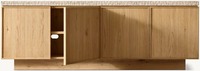 Armoire intérieure moderne de luxe en bois massif avec dessus en travertin Buffet de rangement à 4 portes pour le salon