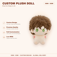 Mini poupée en peluche personnalisée, cheveux bruns duveteux, yeux verts, objet de collection, cadeau pour fans, vente en gros