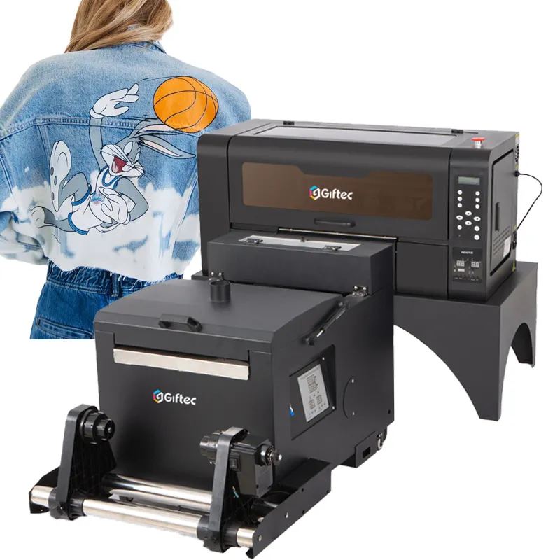 Giftec 저렴한 맞춤형 티셔츠 로고 인쇄기 Xp600 I3200 프린트 헤드 열전달 Dtf 디지털 프린터 필름 제트 머신