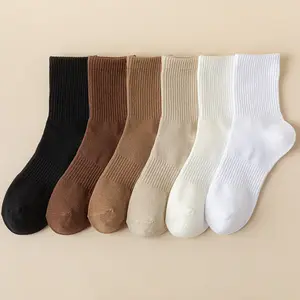 Breathable Sport Men's Socks High Quality Men 100% Organic Cotton Crew Solid Color Socks