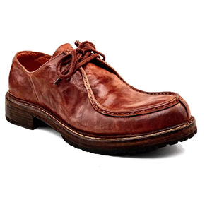 Chaussures en cuir lavé pour hommes, chaussures en cuir artisanales, chaussures décontractées pour hommes à semelles épaisses, chaussures rétro, chaussures pour hommes - Product Image 1