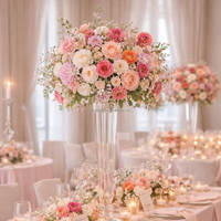 Bola Bunga Hydrangea Sutra Buatan Warna Pink Tebal 70cm untuk Upacara Pernikahan di Taman yang Romantis dengan Pita Satin yang Mengalir