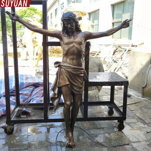 Sculpture religieuse catholique d'extérieur - Modèle de Jésus-Christ en bronze poli grandeur nature personnalisé SYKD007 Art religieux d'extérieur S - Product Image 1