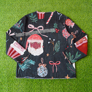 Vente en gros de pull-over en tapisserie de Noël pull-over en tricot pour femmes pour l'hiver pull-over pour femmes pull-over à pampilles en détresse Mujer - Product Image 3