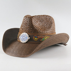 Mũ cao bồi xuyên biên giới Tây Tạng ảnh du lịch bãi biển Mũ nam và nữ hoa thêu mũ rơm nam mùa hè - Product Image 5