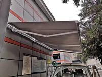 Auvent rétractable à bras pliable double face en alliage d'aluminium de luxe, pare-soleil extérieur autoportant
