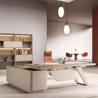 Bureau de direction écologique haut de gamme en forme de L avec rangement Poste de travail de bureau moderne en bois pour