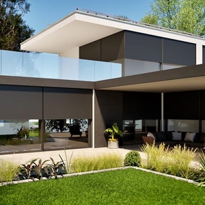 2025 nouveaux stores automatiques pare-soleil <span class=keywords><strong>rideaux</strong></span> de moteur stores à rouleau coupe-vent pour balcon fenêtre motorisée tissu extérieur - Product Image 3