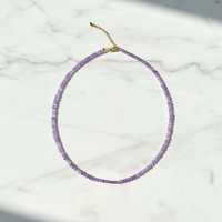 Collar de Piedras Naturales Facetadas Mini, con Cuentas de Cristal Curativas, Chapado en Oro Clásico, Unisex