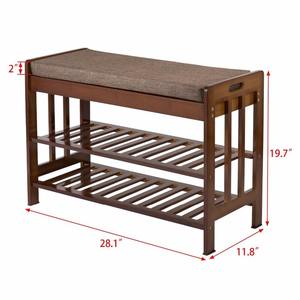 Bamboo <strong>Wooden</strong> <strong>Shoe</strong> Racks Stands Entryway <strong>Shoe</strong> <strong>Storage</strong> <strong>Bench</strong> <strong>with</strong> <strong>Cushion</strong> for Home - Product Image 2