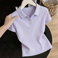 Vêtements de sport pour femmes de haute qualité, vente en gros, polo femme, couleur unie, manches courtes, hauts basiques en spandex