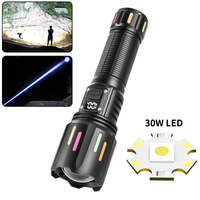Linterna LED Láser Blanca Recargable Tipo-C, Alta Potencia, Zoom, Impermeable, Portátil, Largo Alcance, Táctica, para Campismo al Aire Libre