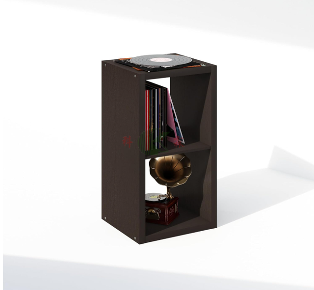 Vinyl Record Storage Stand with 2 Cubes, Extra Thick Open Media Rack for LPs, CDs, DVDs, Blu-Ray Games