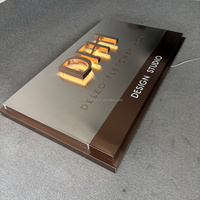Enseigne commerciale personnalisée rétroéclairée par LED, en acier inoxydable et acrylique, couleur or, étanche IP54, télécommande, lettres 3D pour extérieur