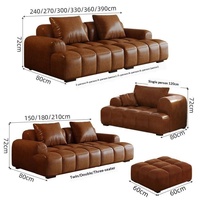 Retro-Stil Katzenkratz-PU-Ölwachsleder-Puff-Sofa-Set, Schwamm, geradlinig, amerikanischer Stil, modulares Sofa mit Kissenrücken, beweglich