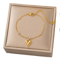 Nouvel Ensemble de Bijoux Exquis et Tendance 2026 : Collier, Bracelet et Chaîne de Cheville Plaqué Or 18K avec Grand Pendentif Cœur Perlé - TGXL14264