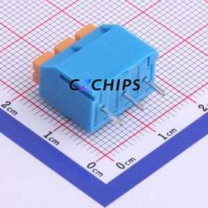 XY118-5.0-3P Spring Terminal Block Through hole Component (THT),P=5mm Connector 1x3P 5mm Blue 3P - Product Image 2
