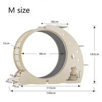 Tapis roulant pour chat de luxe personnalisable OEM/ODM en bois de bouleau/panneaux de fibres, structure d'escalade intérieure en bois avec deux bols pour l'exercice des animaux de compagnie