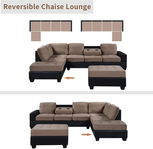 Ensemble de canapés en tissu en forme de L, design contemporain pour salon et villa, en vente - Product Image 5