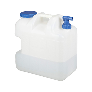 Conteneur de stockage d'eau portable de 5 L avec robinet pour le camping et l'utilisation en extérieur, matériau PP, blanc avec bouchon bleu - Product Image 1