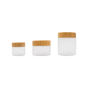 Envase de paquete de crema facial cosmética vacía para ojos, 50g, 150g, 250g, tarro de plástico transparente para el cuidado de la piel de ámbar esmerilado con tapa de Bambú - Product Image 1