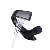 Robinets de lavabo de salle de bain monotrou modernes, bases de robinet d'eau froide et chaude en acier inoxydable, robinets cascade