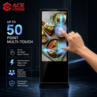 ACEVISION Ayaklı Reklam Kiosku Android Windows Çift Sistemli LCD Ekran Perakende Mağazası ve Banka İçin