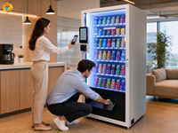 Distributeur automatique de boissons intelligent avec roues, écran tactile, paiement sans contact, réfrigéré, 198 cm, intérieur