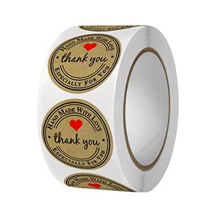 Autocollant rond personnalisé en papier kraft, conception gratuite, autocollant de remerciement pour étiquettes, scellage d'enveloppes de mariage, 500 pièces/rouleau, prêt à être expédié - Product Image 1