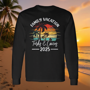 Vacances en famille 2025 Turks & Caicos T-shirt à manches longues unisexe en coton col rond - Product Image 2