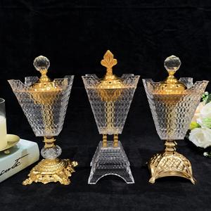 Decorazione per il Ramadan, Bruciatore di Incenso Arabo Moderno in Acrilico Dorato, Portatile per Ufficio, Hotel e Casa - Product Image 1