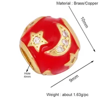 Manik Spacer bintang bulan bentuk geometri bulat hati bunga mewah Fashion, perlengkapan pembuat perhiasan emas Tube18K warna-warni K82