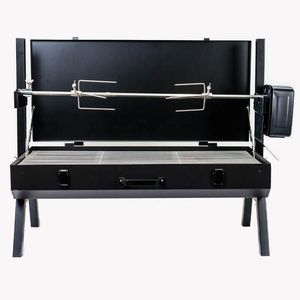 Portable Modern Premium Mini <strong>BBQ</strong> Spit Chicken Roaster Auto Charcoal Grill with Steel Construction Adjustable Height Black Lid - Product Image 4