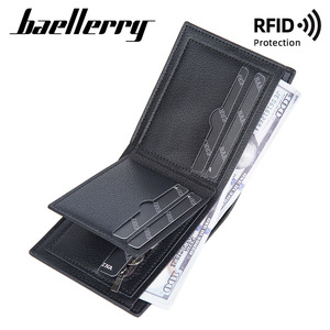 Baellerry Men's Short <b>Wallet</b> Brown Color <b>Blocking</b> Multi Card Slot <b>RFID</b> Protection Everyday Use - Product Image 4