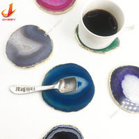 Barre de pierres précieuses en tranches, tasse de cristal, thé cristal rond ovale tranche d'agate sous-verre fabricants artisanat Promotion sous-verre en cristal